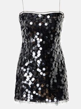 16Arlington 16 Arlington FIA Black Sequin Sequined Mini Tulle Dress US 10